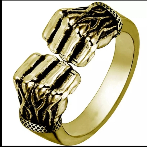 Golden Clenched fists ring one size - Picture 1 of 6